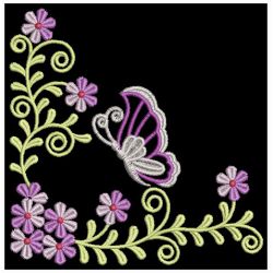 Colorful Dancing Butterfly Corners 03(Lg) machine embroidery designs