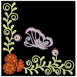 Colorful Dancing Butterfly Corners 04(Lg) machine embroidery designs