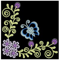 Colorful Dancing Butterfly Corners 06(Lg) machine embroidery designs