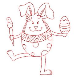 Egg Shaped Rabbit Redwork 01(Md) machine embroidery designs