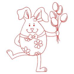 Egg Shaped Rabbit Redwork 02(Md) machine embroidery designs