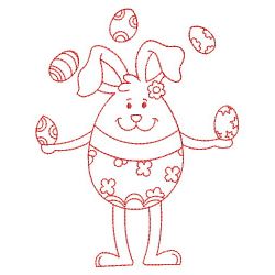 Egg Shaped Rabbit Redwork 03(Md) machine embroidery designs