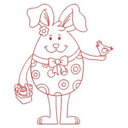 Egg Shaped Rabbit Redwork 06(Sm) machine embroidery designs