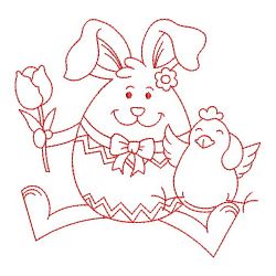 Egg Shaped Rabbit Redwork 07(Md) machine embroidery designs