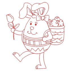 Egg Shaped Rabbit Redwork 09(Md) machine embroidery designs