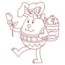 Egg Shaped Rabbit Redwork 09(Sm) machine embroidery designs