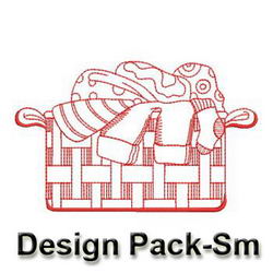 Mother Laundry Basket Redwork(Sm) machine embroidery designs