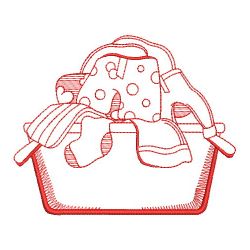 Mother Laundry Basket Redwork 03(Sm)