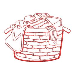 Mother Laundry Basket Redwork 04(Sm) machine embroidery designs