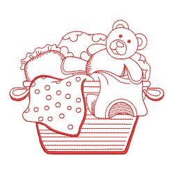 Mother Laundry Basket Redwork 06(Lg) machine embroidery designs