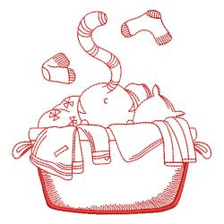 Mother Laundry Basket Redwork 08(Lg) machine embroidery designs