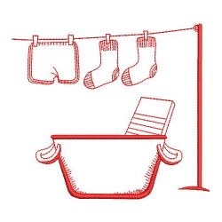 Mother Laundry Basket Redwork 10(Sm)