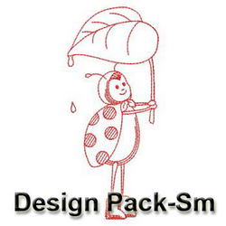Stick Ladybug Lady Redwork(Sm) machine embroidery designs