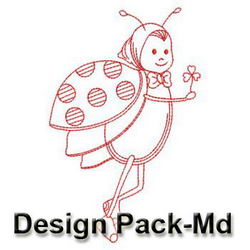 Stick Ladybug Lady Redwork(Md) machine embroidery designs