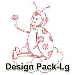 Stick Ladybug Lady Redwork(Lg) machine embroidery designs