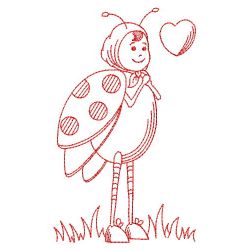 Stick Ladybug Lady Redwork 02(Sm) machine embroidery designs