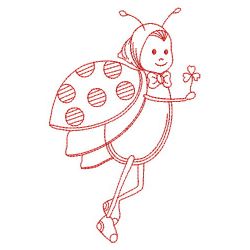 Stick Ladybug Lady Redwork 07(Lg)