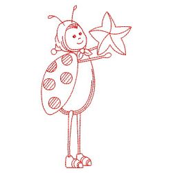 Stick Ladybug Lady Redwork 09(Lg)