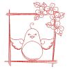 Cute Blue Birds Redwork 10(Lg)