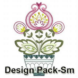 Jacobean Flower Pots(Sm) machine embroidery designs