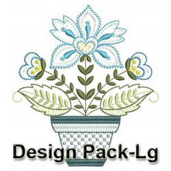 Jacobean Flower Pots(Lg) machine embroidery designs