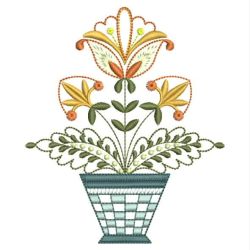 Jacobean Flower Pots 01(Md) machine embroidery designs