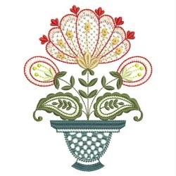 Jacobean Flower Pots 04(Sm) machine embroidery designs
