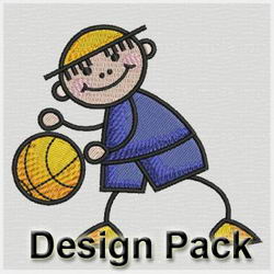 Stick Basketball Boys machine embroidery designs