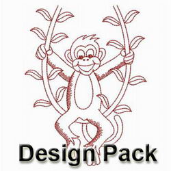 Cute Monkey Redworks(Lg) machine embroidery designs