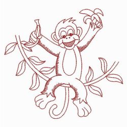 Cute Monkey Redworks 02(Lg) machine embroidery designs