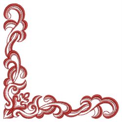 Redwork Feather Borders and Corners 03(Lg)