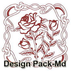 Redwork Art Nouveau Flowers 1(Md) machine embroidery designs