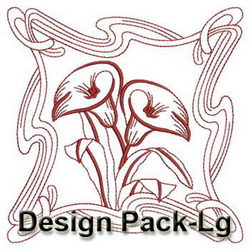 Redwork Art Nouveau Flowers 1(Lg) machine embroidery designs