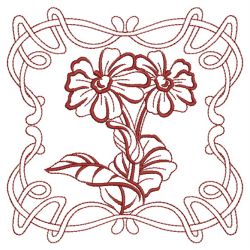 Redwork Art Nouveau Flowers 1 02(Md) machine embroidery designs
