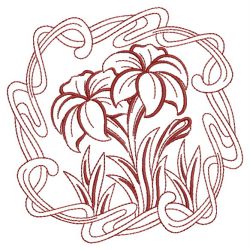 Redwork Art Nouveau Flowers 1 04(Md) machine embroidery designs