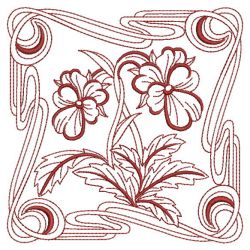 Redwork Art Nouveau Flowers 1 05(Sm)