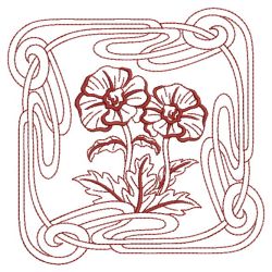 Redwork Art Nouveau Flowers 1 08(Sm) machine embroidery designs