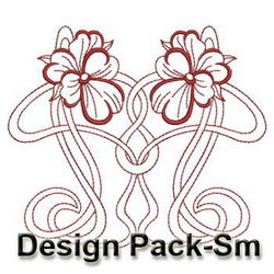 Redwork Art Nouveau Flowers 2(Sm) machine embroidery designs