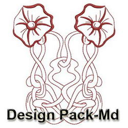 Redwork Art Nouveau Flowers 2(Md) machine embroidery designs