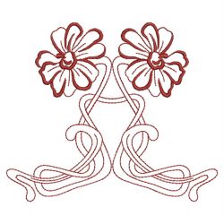 Redwork Art Nouveau Flowers 2 01(Lg) machine embroidery designs