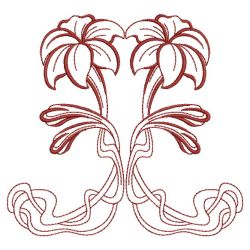 Redwork Art Nouveau Flowers 2 03(Lg) machine embroidery designs