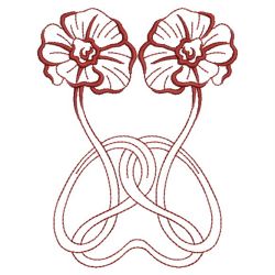 Redwork Art Nouveau Flowers 2 06(Sm) machine embroidery designs