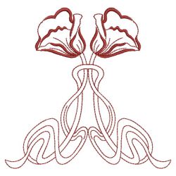 Redwork Art Nouveau Flowers 2 07(Lg) machine embroidery designs