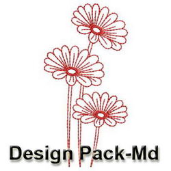 Redwork Heirloom Calendula(Md) machine embroidery designs