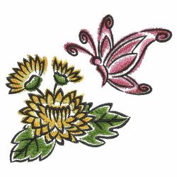 Watercolor Butterflies and Flowers 01(Sm) machine embroidery designs