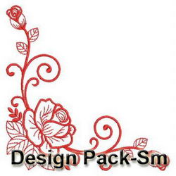 Redwork Rose Corners(Sm) machine embroidery designs