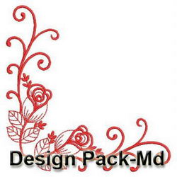 Redwork Rose Corners(Md) machine embroidery designs