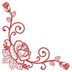 Redwork Rose Corners 01(Sm) machine embroidery designs