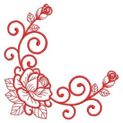 Redwork Rose Corners 02(Md) machine embroidery designs