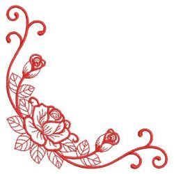 Redwork Rose Corners 03(Lg) machine embroidery designs